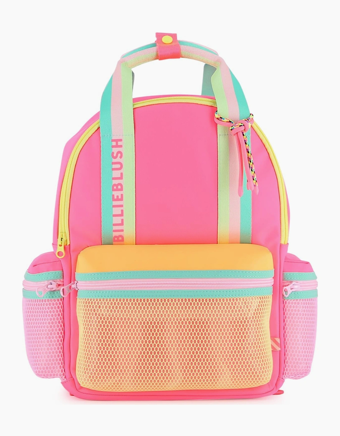 Girls Fuchsia Pink Multicoloured Logo Backpack, 5 of 4