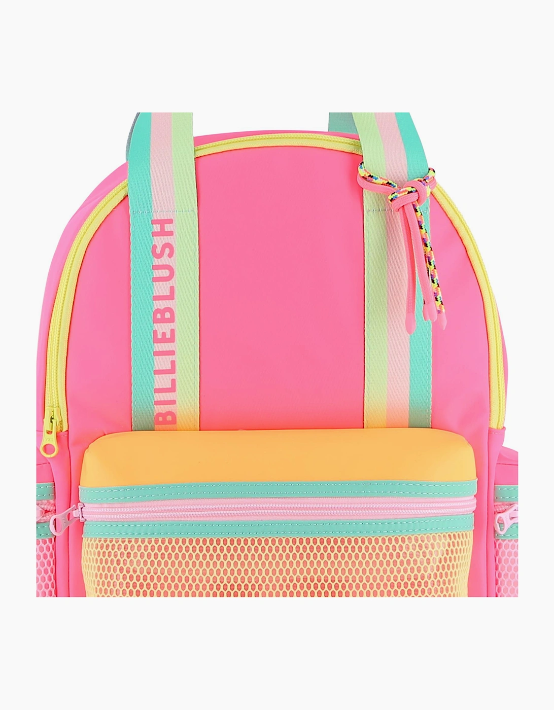 Girls Fuchsia Pink Multicoloured Logo Backpack