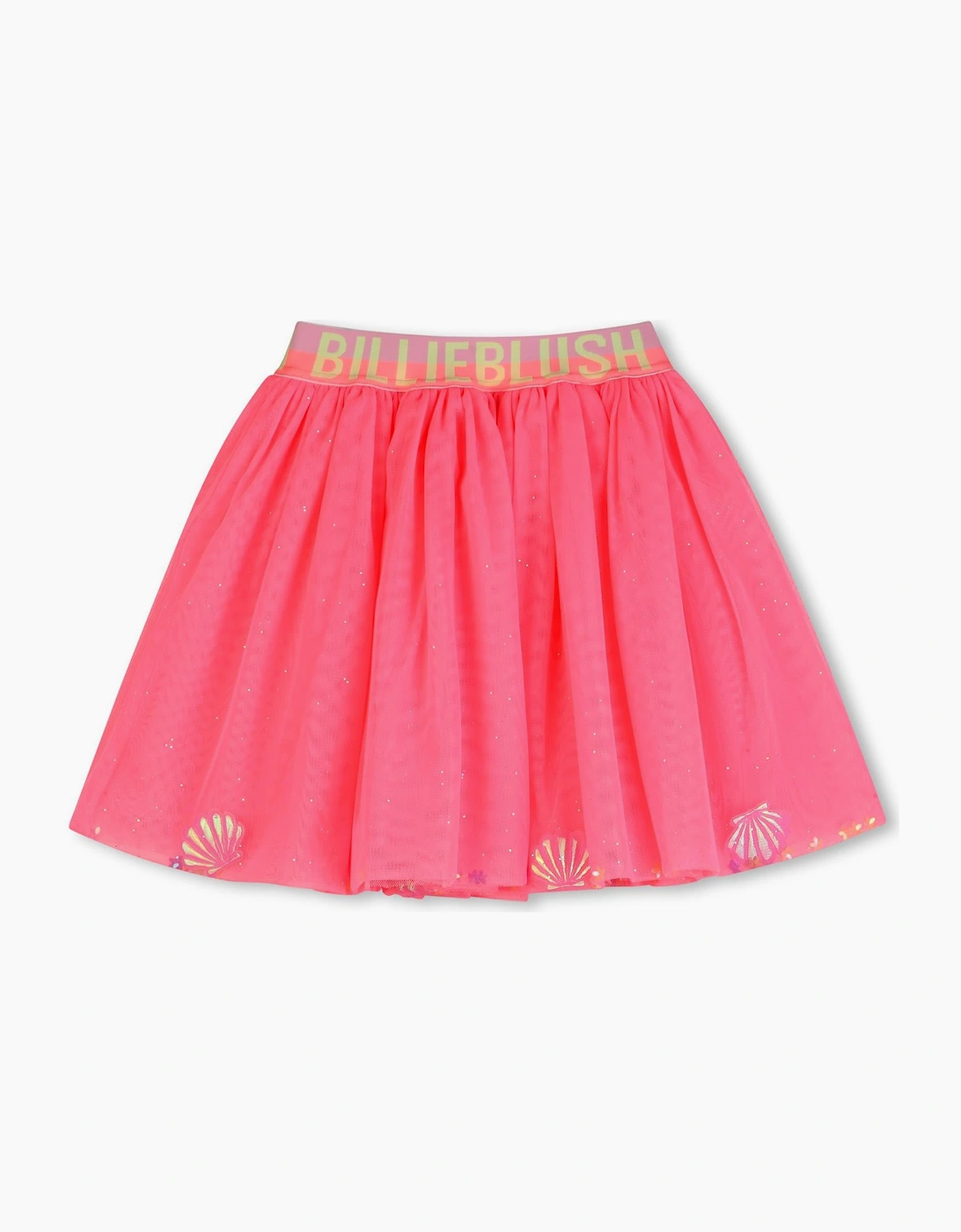 Girls Fuchsia Pink Tulle Logo Skirt, 4 of 3