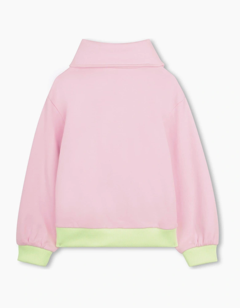 Girls Pale Pink Sequin Zip Up Sweatshirt Jacket