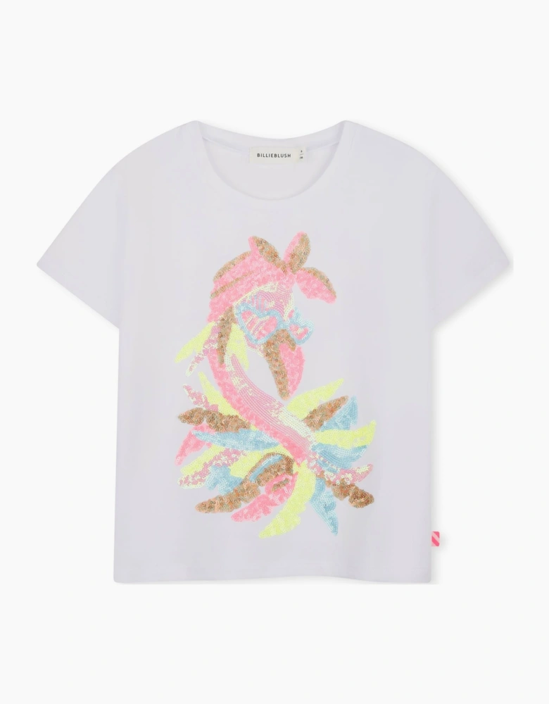 Girls White Pastel Sequin Top