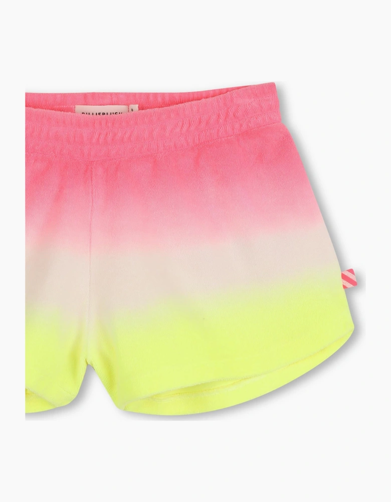 Girls Fuchsia Pink Ombré Towelling Shorts