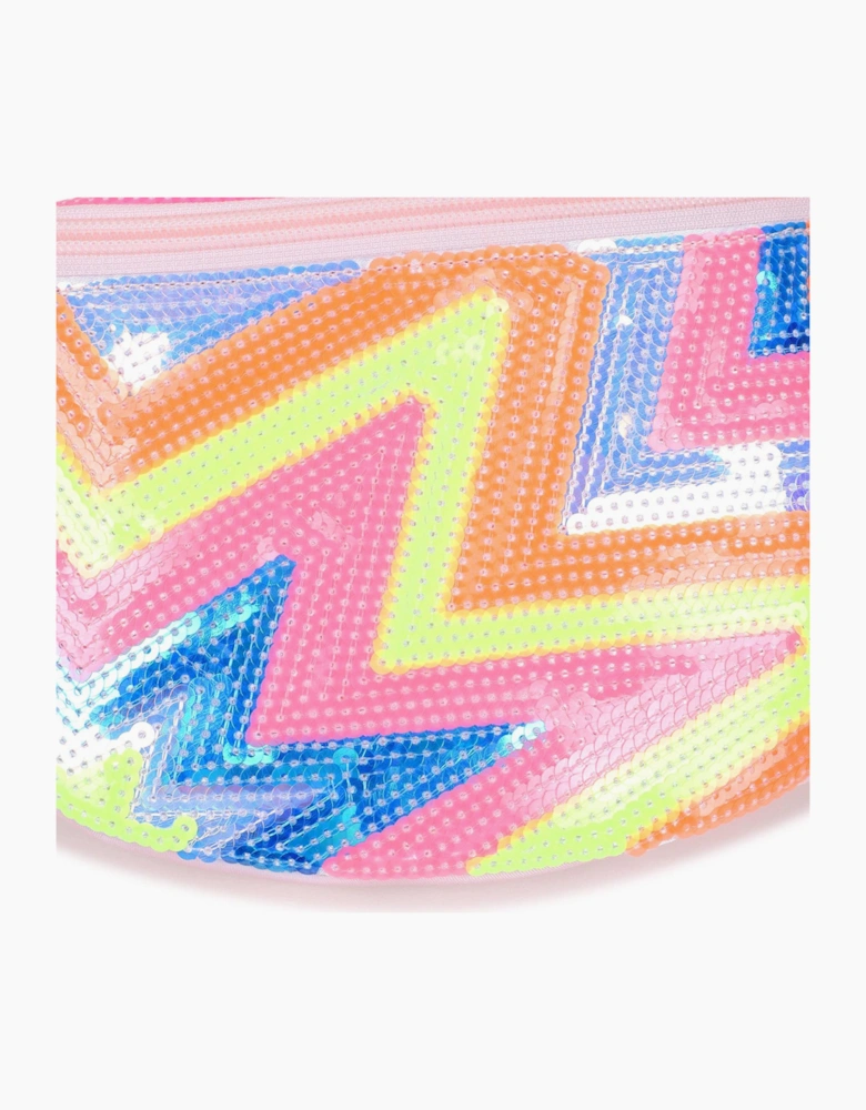 Girls Pink Multicoloured Sequin Bum Bag