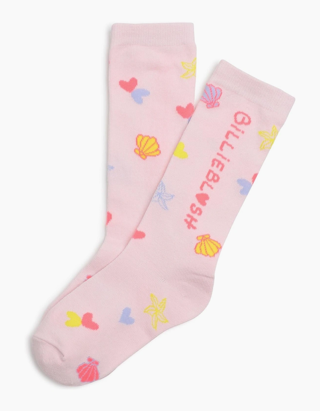 Girls Pale Pink Logo Knee Socks