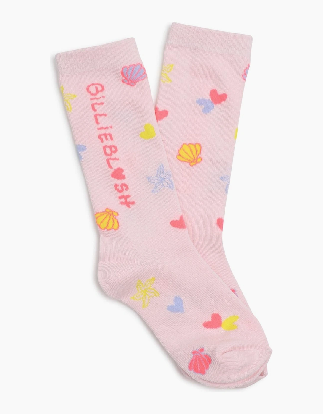 Girls Pale Pink Logo Knee Socks