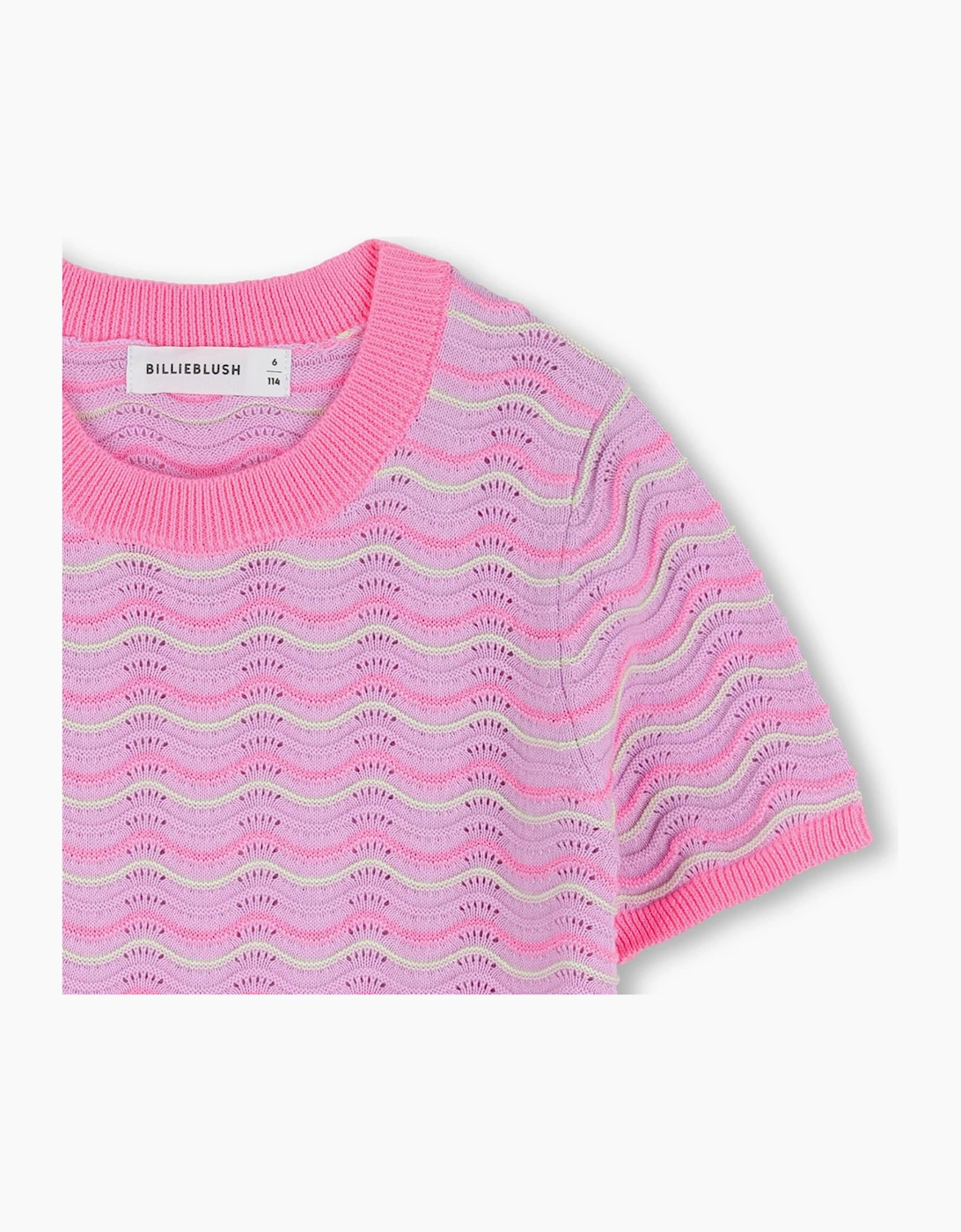 Girls Lilac and Pink Wave Knit Top