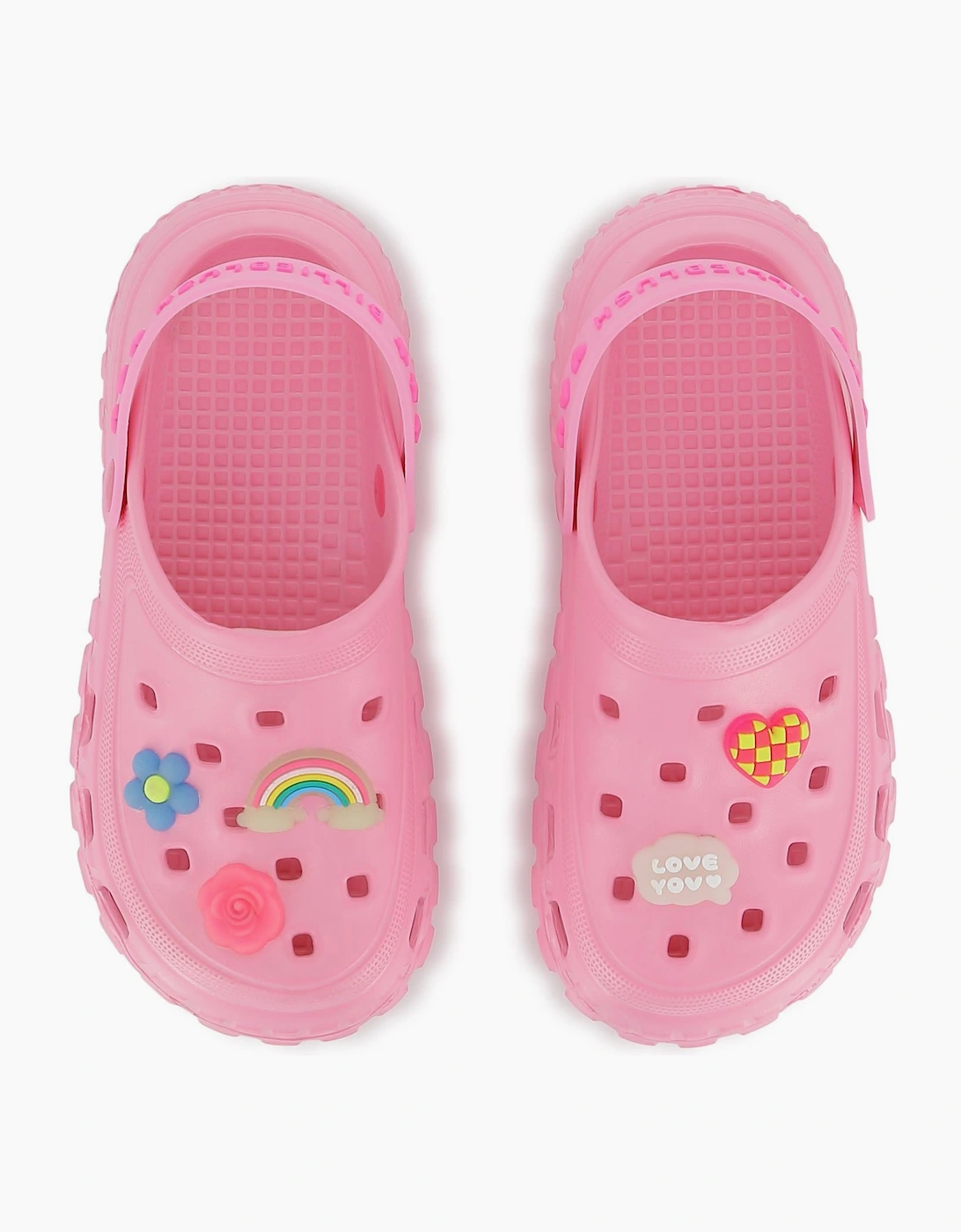 Girls Fuchsia Pink Charm Clog Sandals
