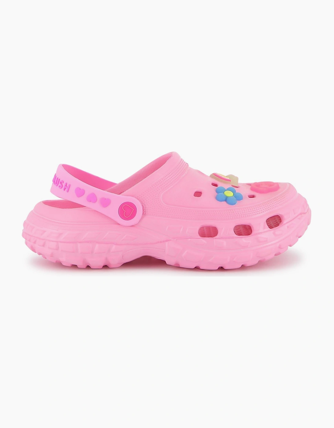 Girls Fuchsia Pink Charm Clog Sandals