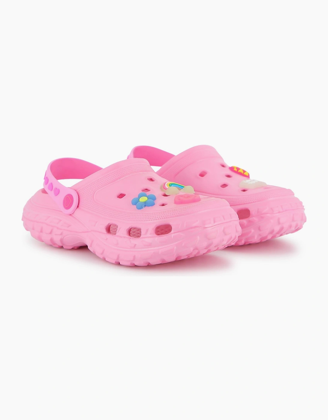 Girls Fuchsia Pink Charm Clog Sandals, 7 of 6