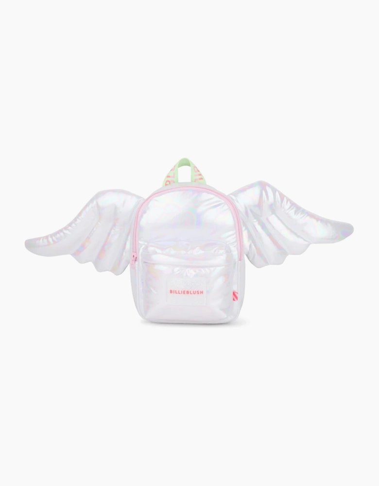 Girls Silver Soft Winged Backpack