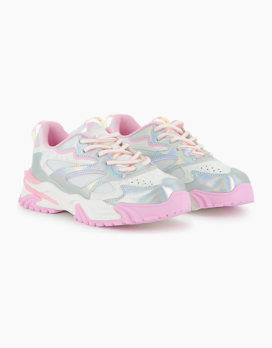 Girls Silver and Pale Pink Sporty Trainers, 6 of 5