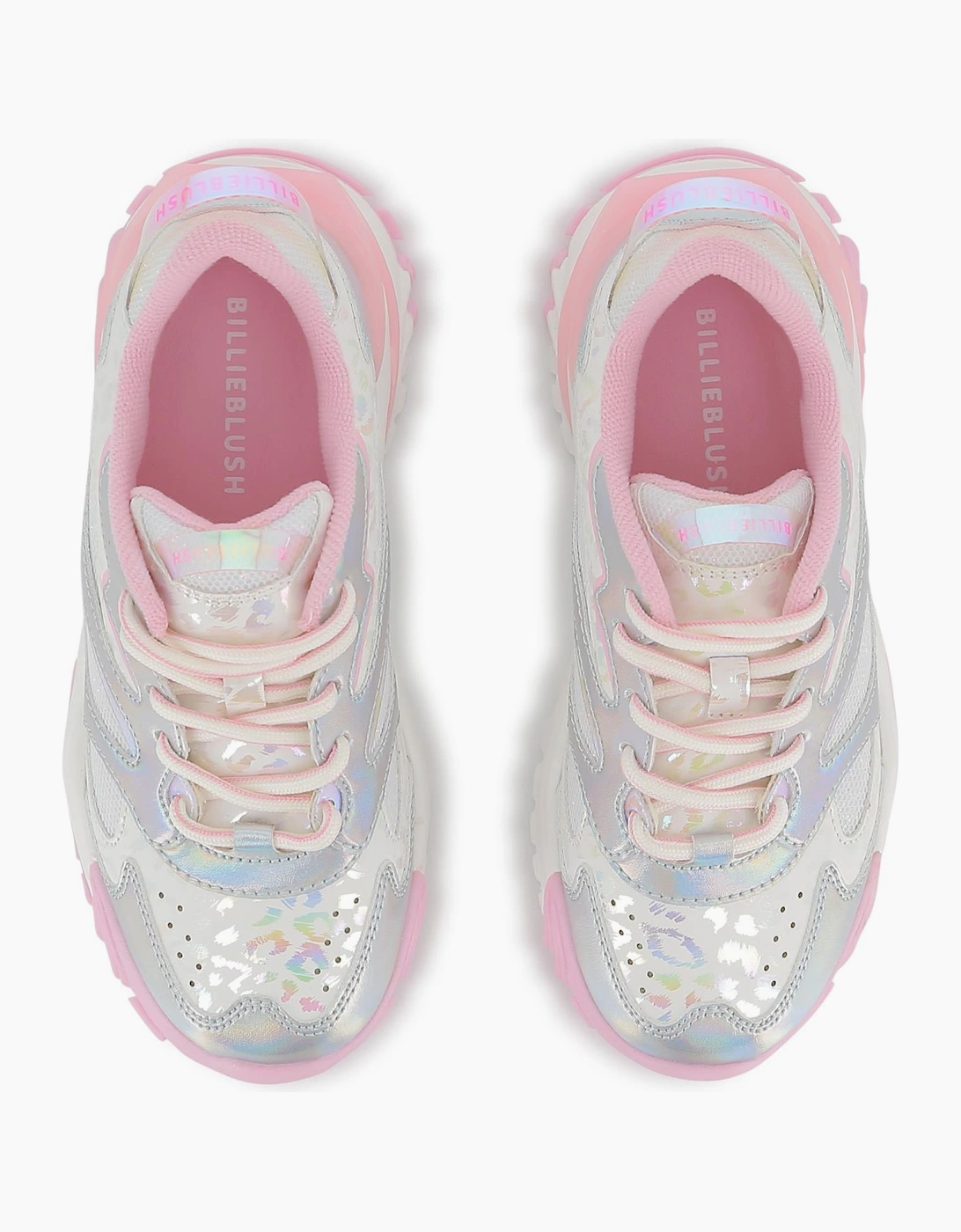 Girls Silver and Pale Pink Sporty Trainers