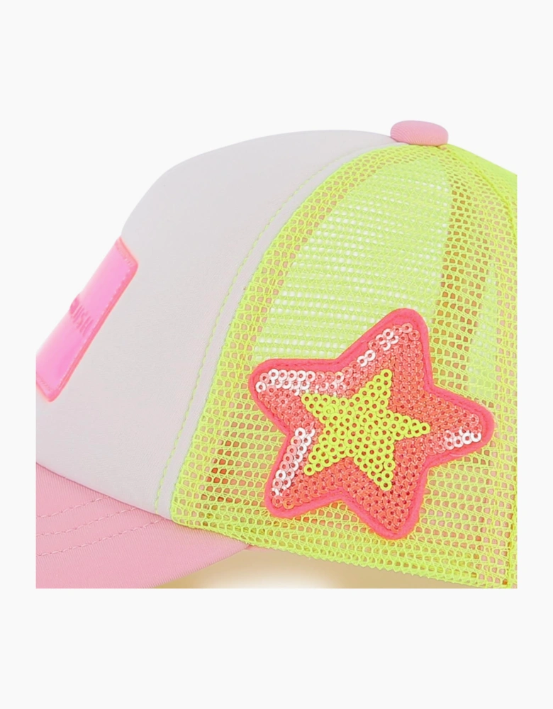 Girls Pale Pink Multicoloured Logo Cap