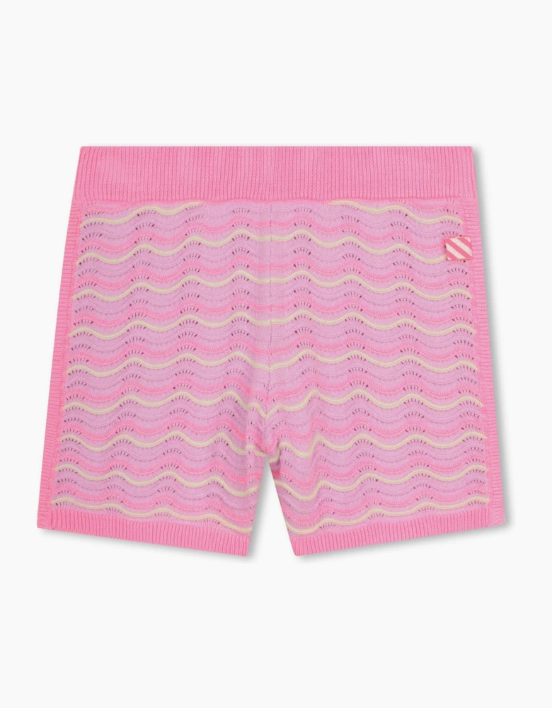 Girls Lilac and Pink Wave Knit Shorts