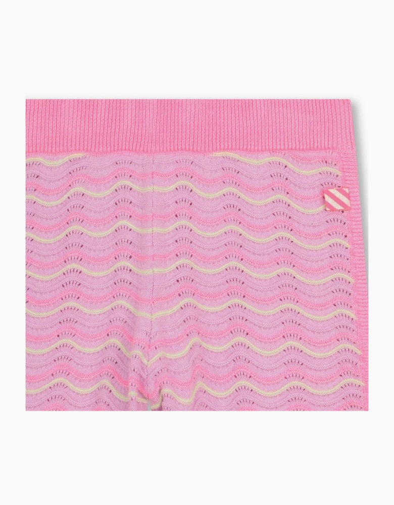 Girls Lilac and Pink Wave Knit Shorts