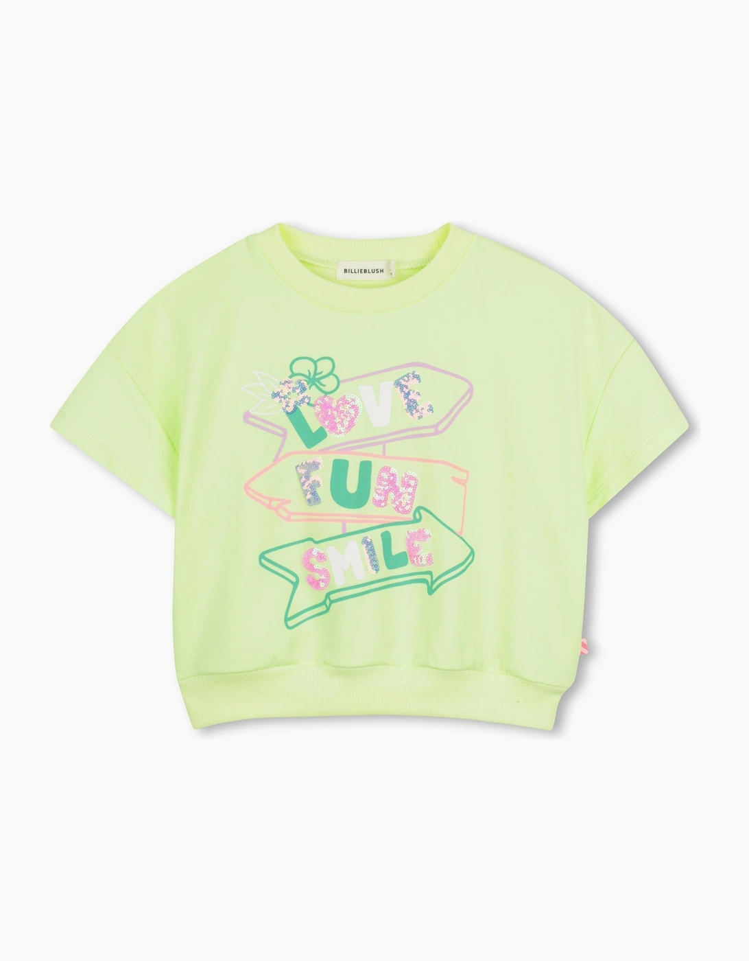 Girls Lime Green Boxy Sequin Sweatshirt, 4 of 3