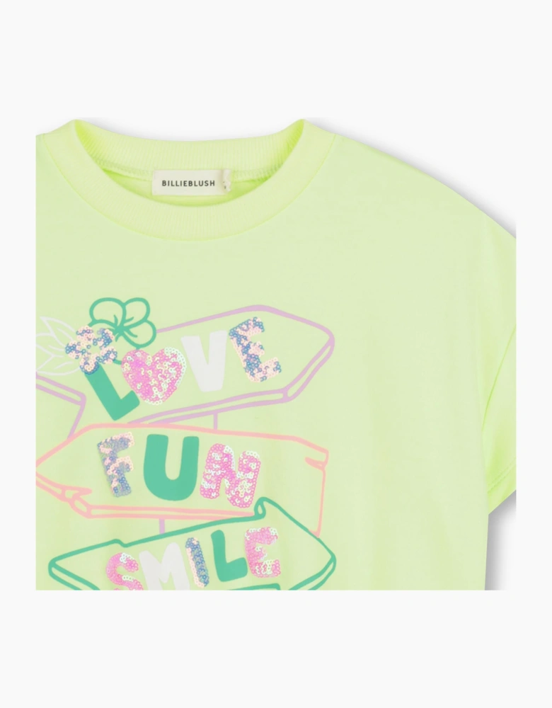 Girls Lime Green Boxy Sequin Sweatshirt