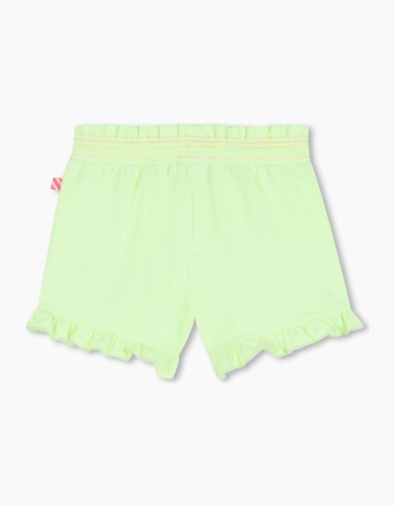 Girls Lime Green Sequin Sweat Shorts