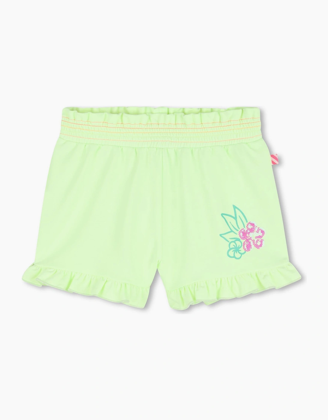 Girls Lime Green Sequin Sweat Shorts, 4 of 3