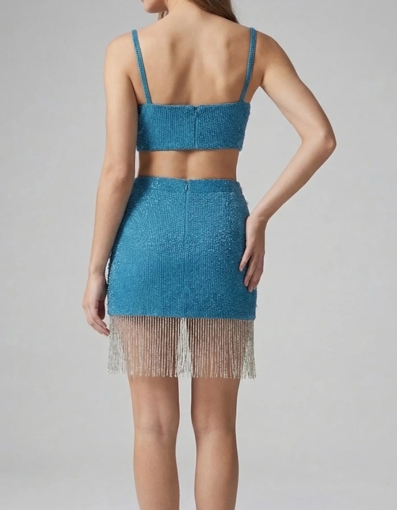 BETTY Hand Beaded Top Blue