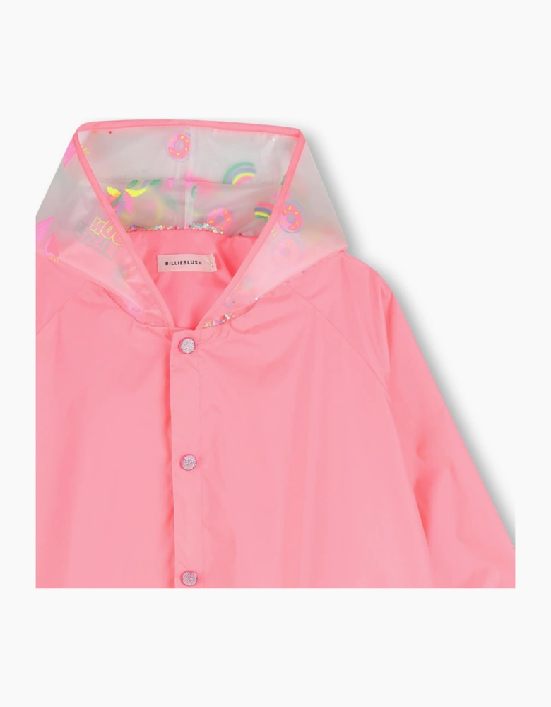 Girls Pink Long Floaty Summer Rain Jacket