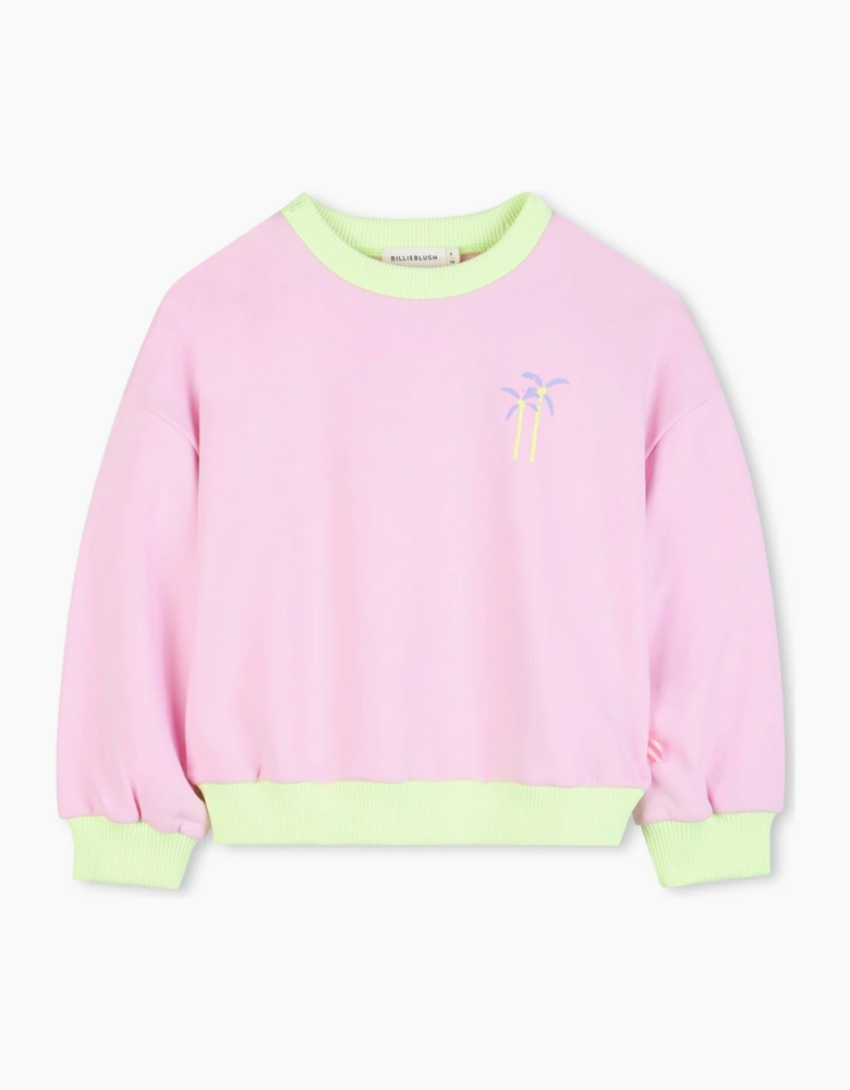 Girls Pale Pink Printed Back Sweatshirt