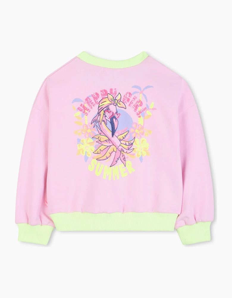 Girls Pale Pink Printed Back Sweatshirt
