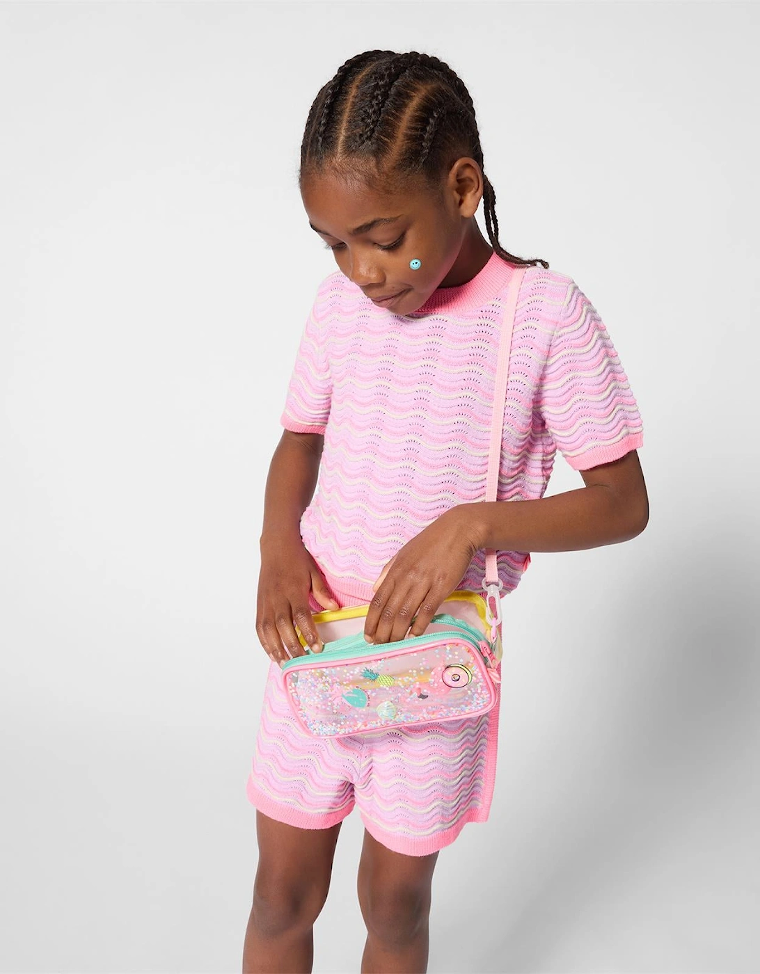 Girls Lilac and Pink Wave Knit Shorts