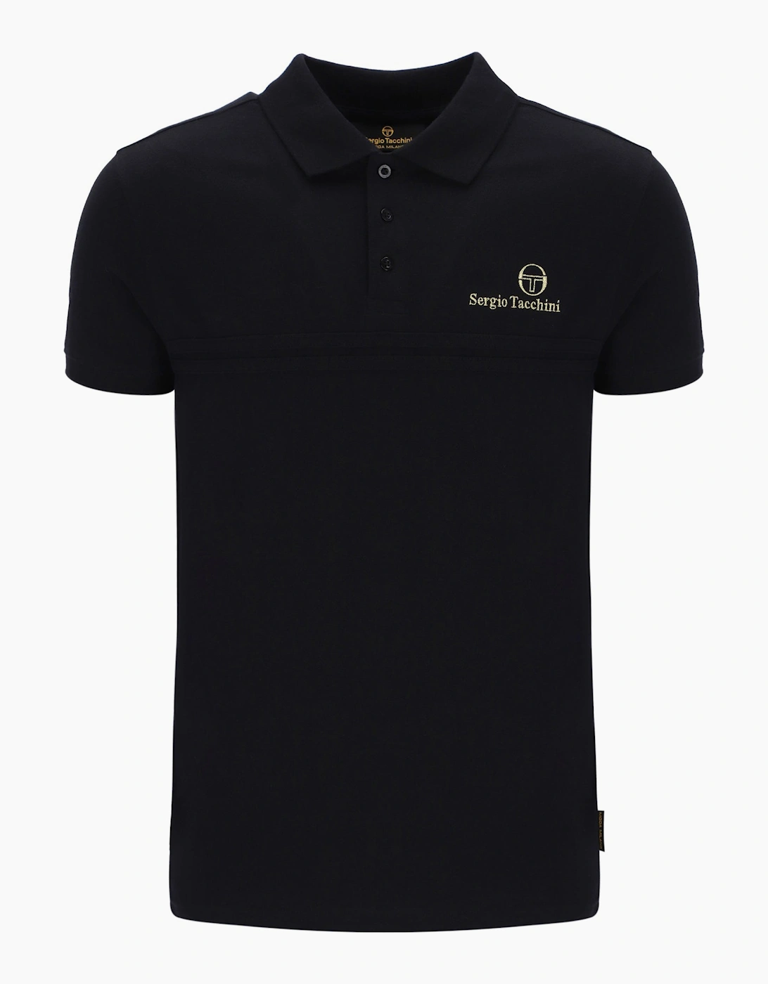 Sergio Tacchini Men's Black Supermac Primo Polo Shirt /Gold  42 Xl
