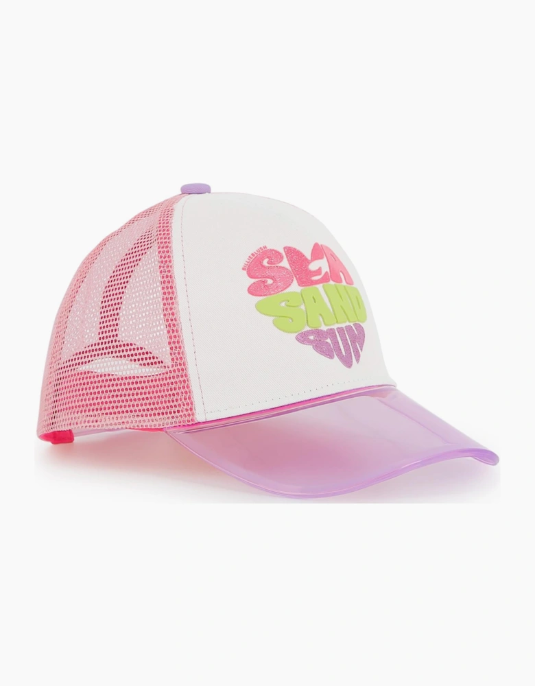 Girls Lilac Multicoloured Heart Cap