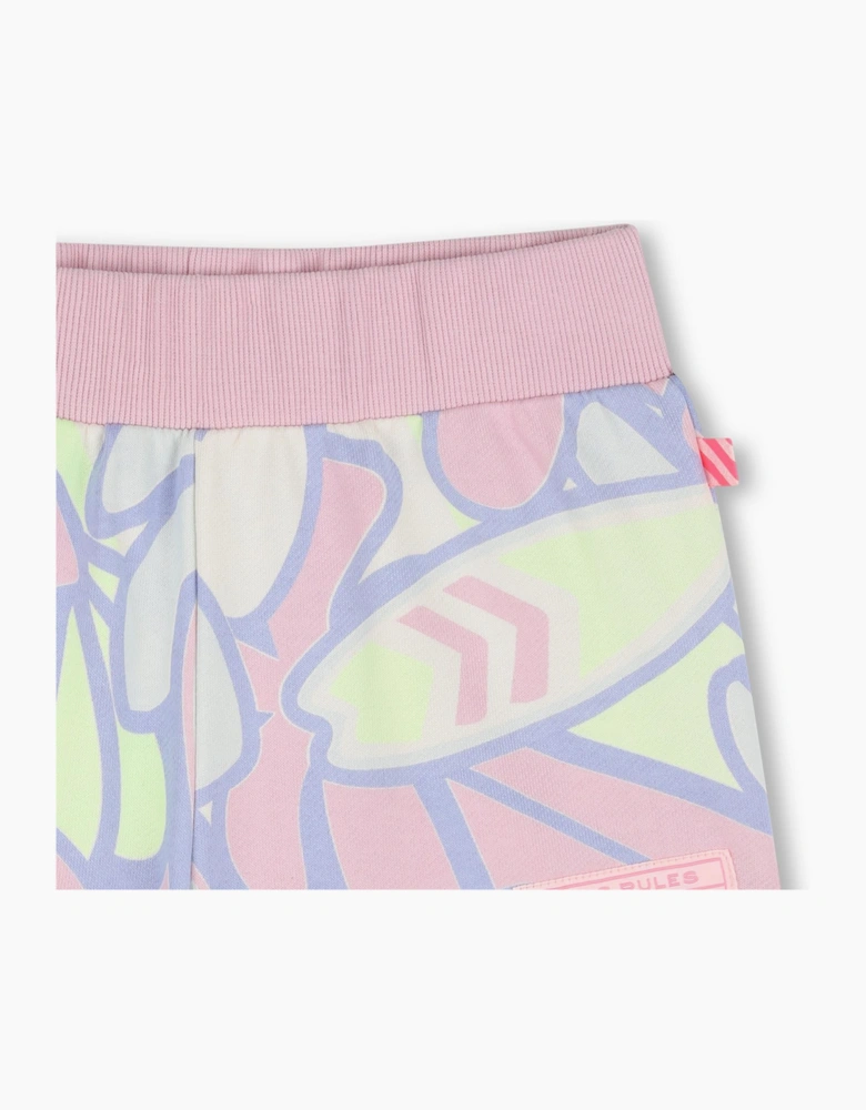 Girls Lilac All Over Print Sweat Shorts