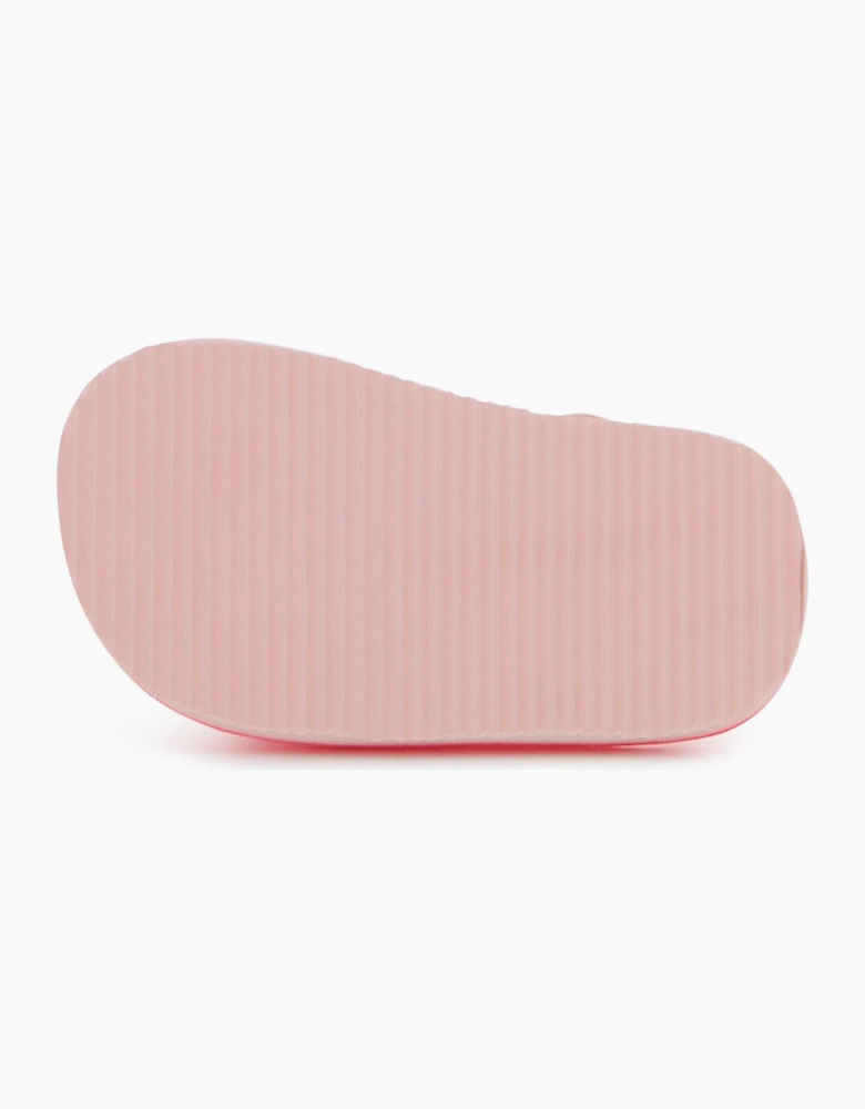 Girls Fuchsia Pink Bow Sliders