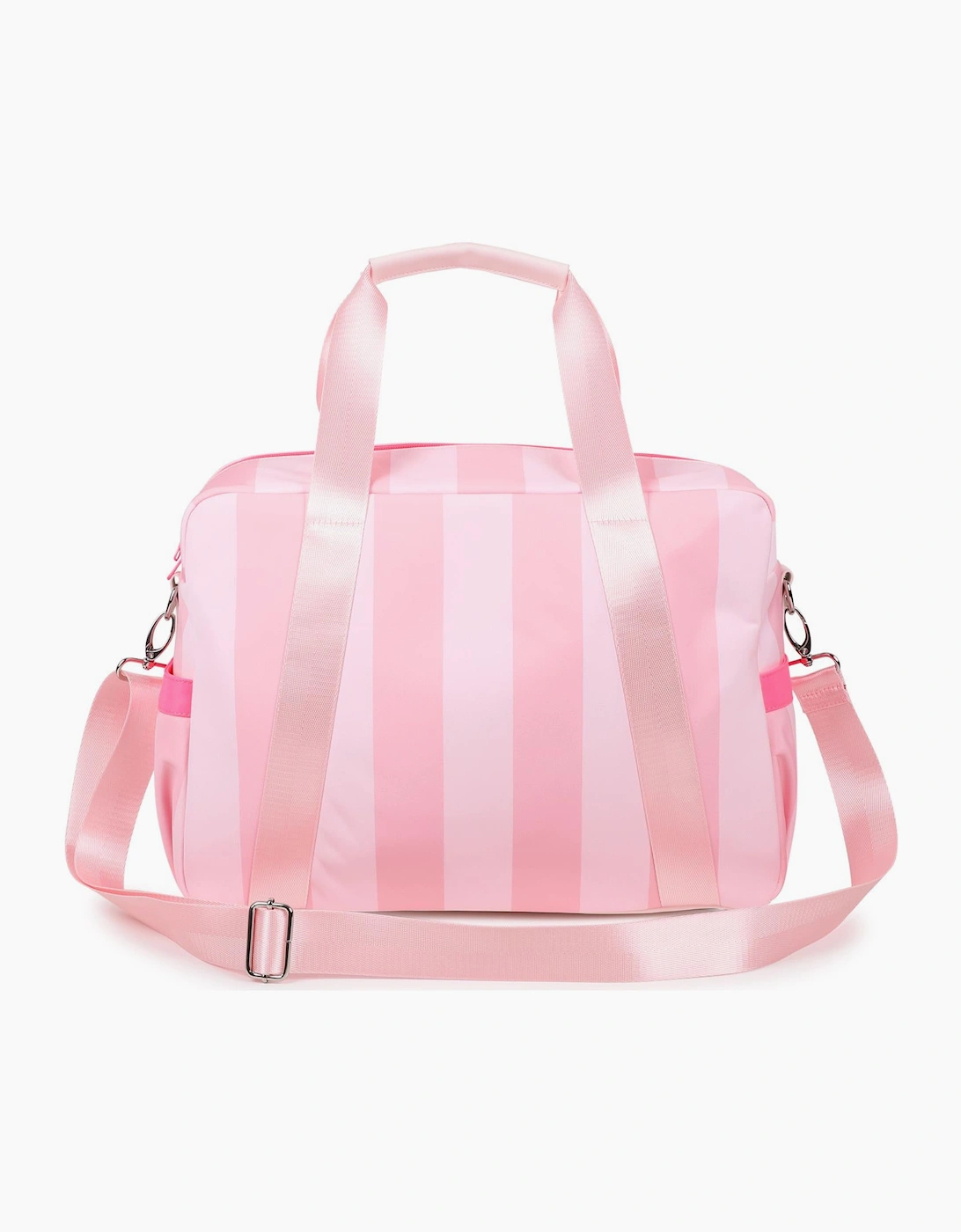 Girls Pale Pink Striped Weekender Bag