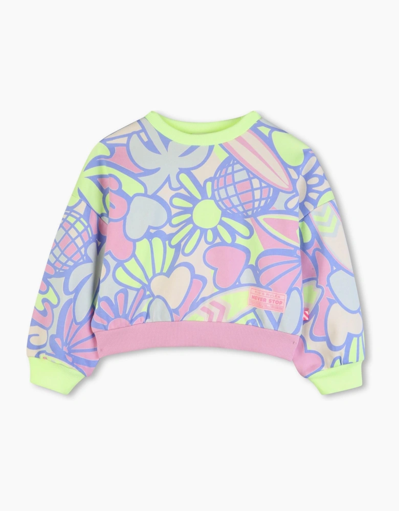 Girls Lilac All Over Print Sweatshirt