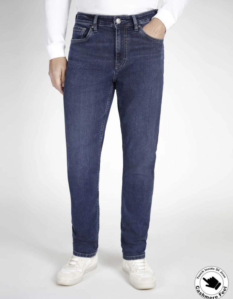 Mirage Tapered Stretch Denim Jean - Mid Blue