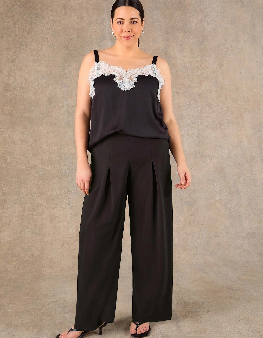 Black Pleat Front Straight Leg Tailored Trouser
