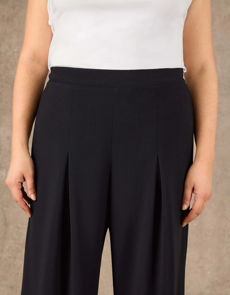 Black Pleat Front Straight Leg Tailored Trouser