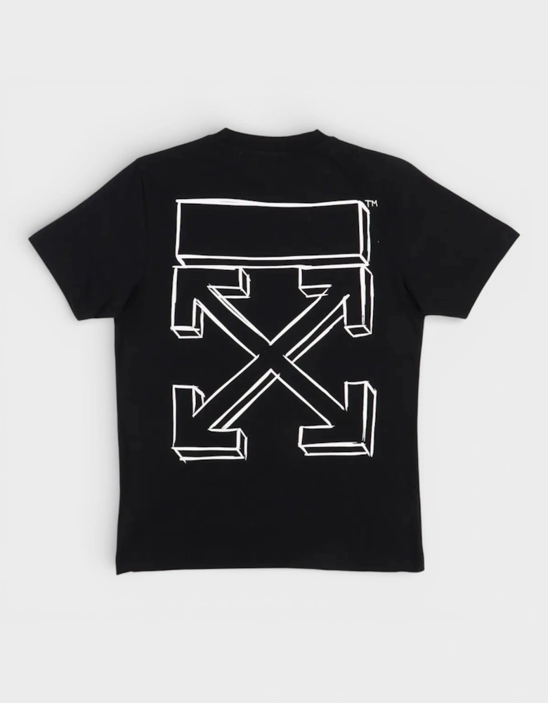 3D Arrow Short Sleeve T-Shirt Black White