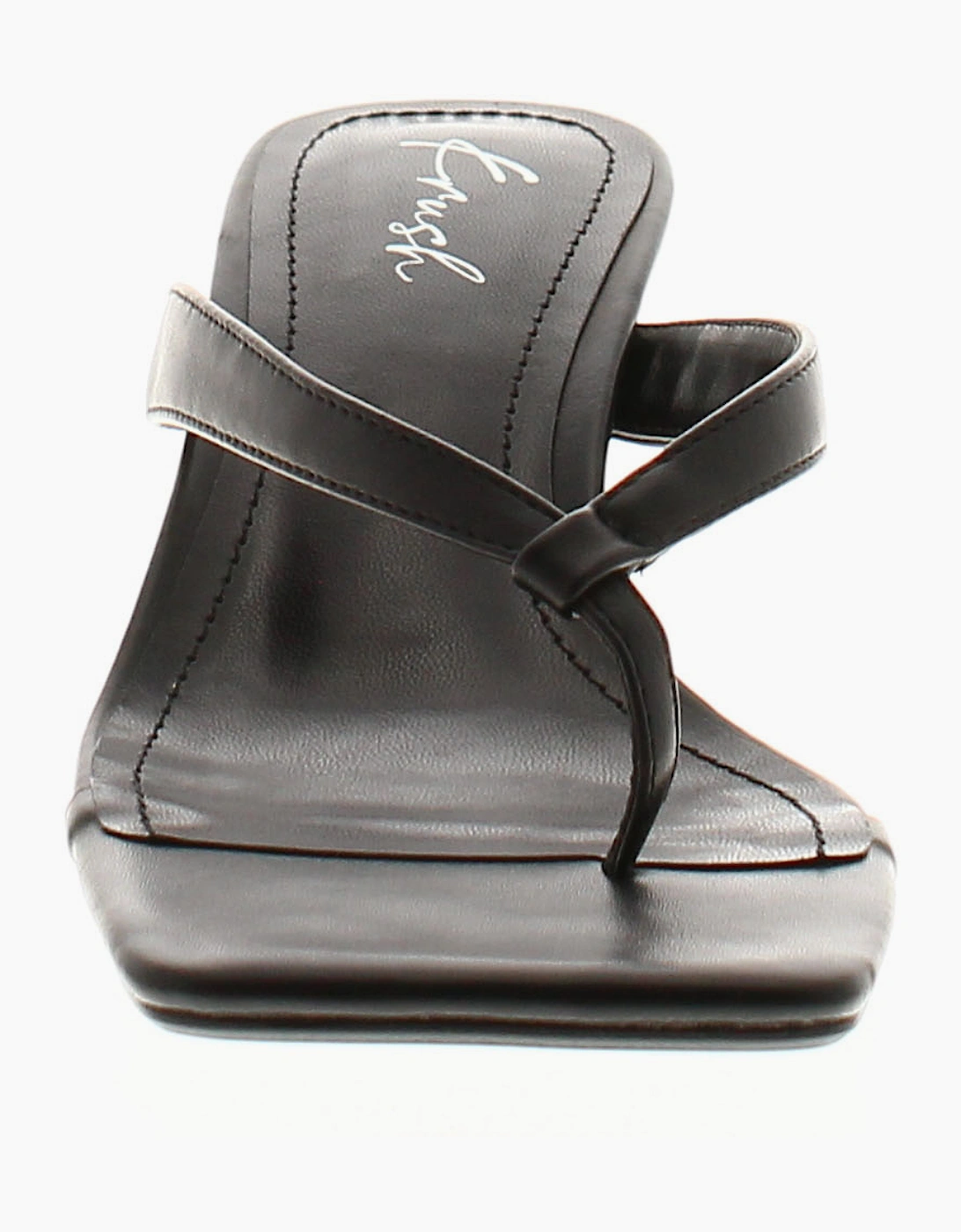 Womens Heeled Sandals Thong Toe Post Kitten Slip On black UK Size