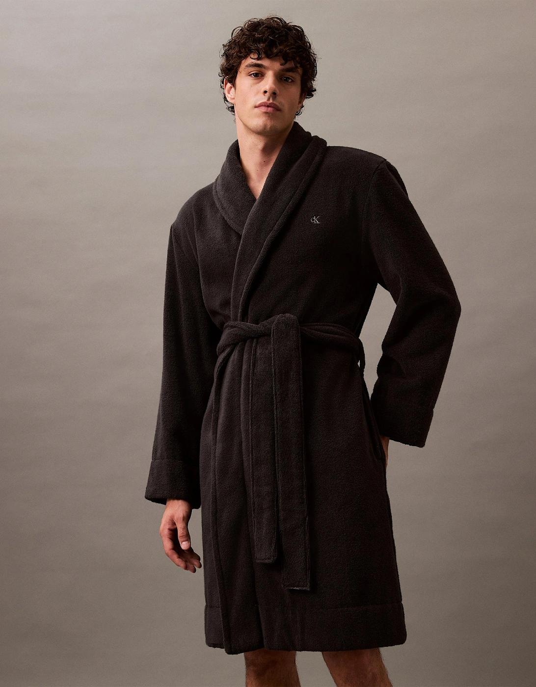 Calvin Klein COMFORT FRENCH TERRY Mens Bathrobes Black