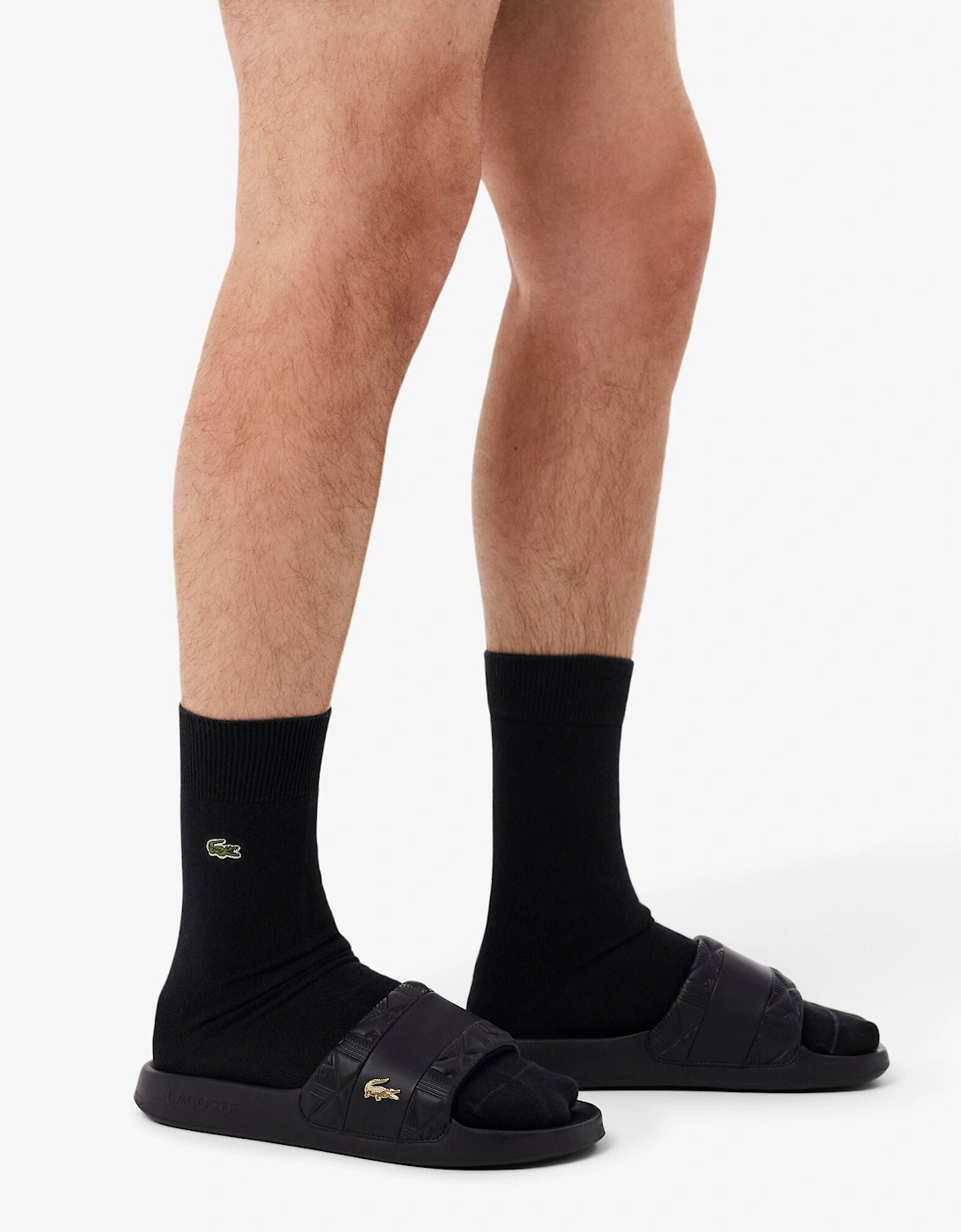 Serve Hybrid Monogram Slides - Black/Gold 1V7