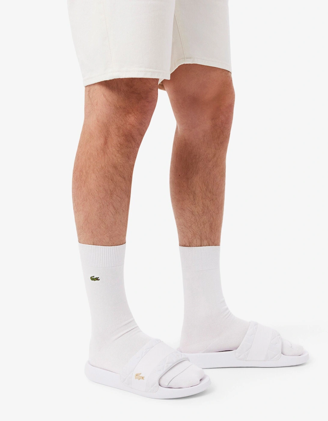 Serve Hybrid Monogram Slides - White/White 21G