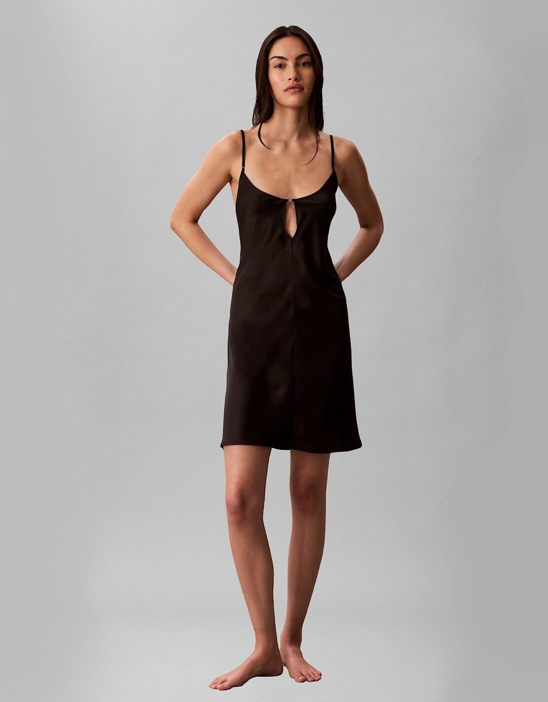 Calvin Klein SATIN CHEMISE Womens Nightdress Black