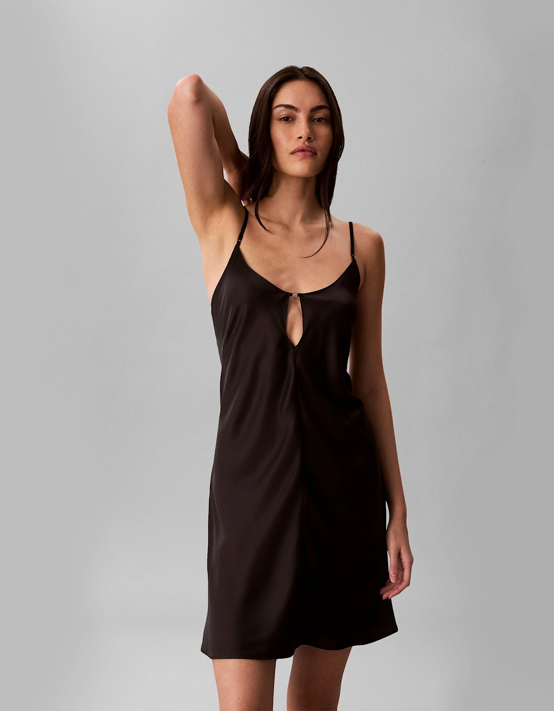 Calvin Klein SATIN CHEMISE Womens Nightdress Black