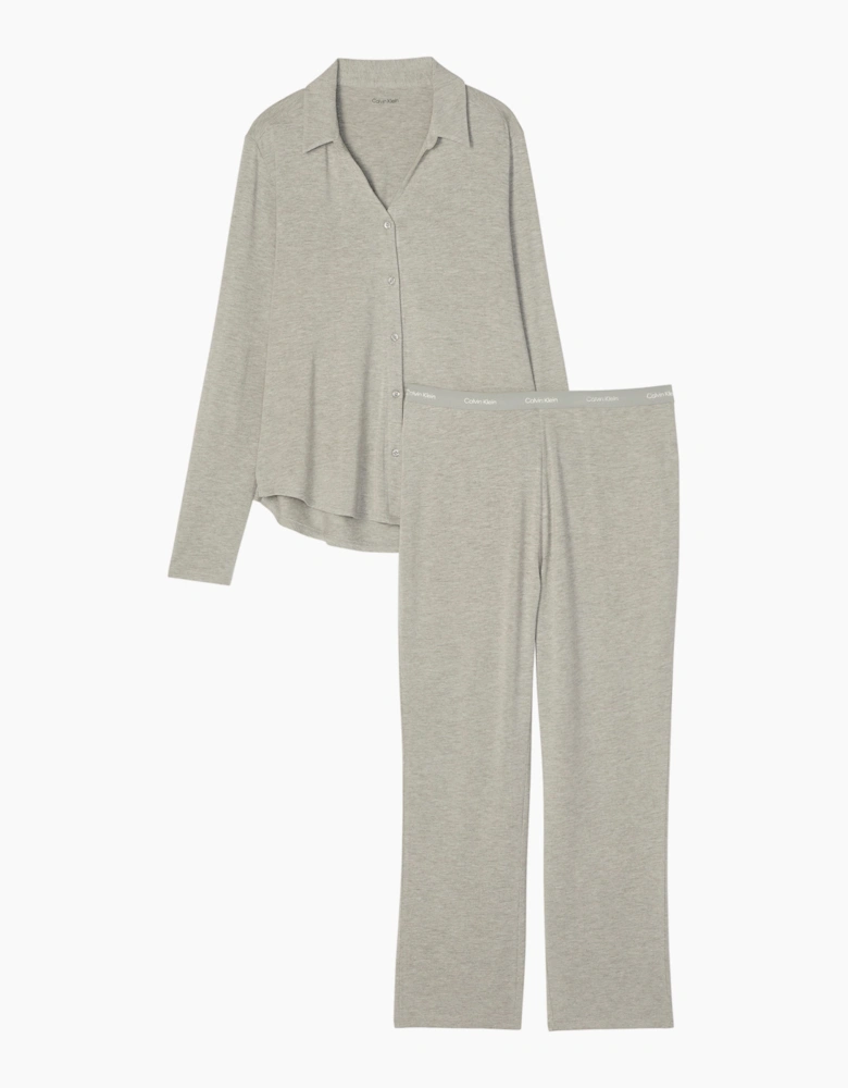 Calvin Klein LS SHIRT Set Womens Pyjama Set Grey Heather