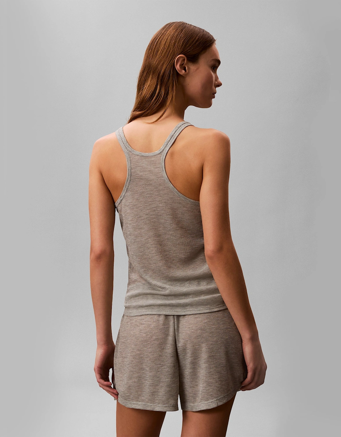 Calvin Klein TISSUE WAFFLE TANK Womens Loungewear Grey Heather