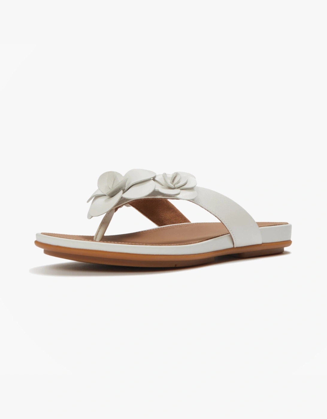 GRACIE FLOWER Womens Toe-Post Sandals Urban White