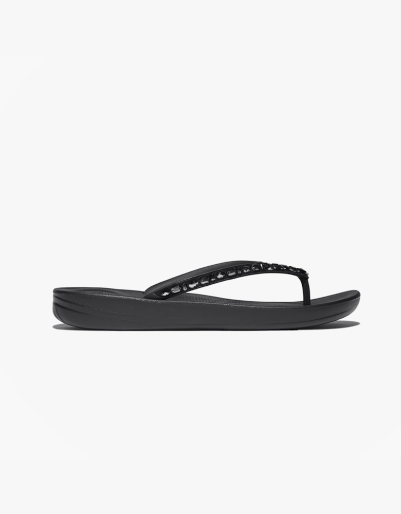 IQUSHION MULTI Womens Toe-Post Sandals All Black