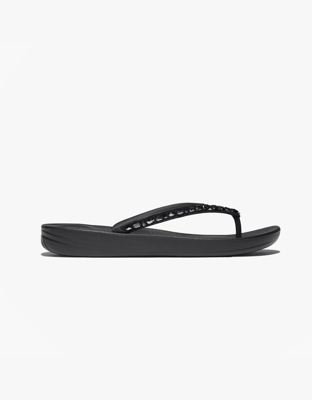 IQUSHION MULTI Womens Toe-Post Sandals All Black, 7 of 6