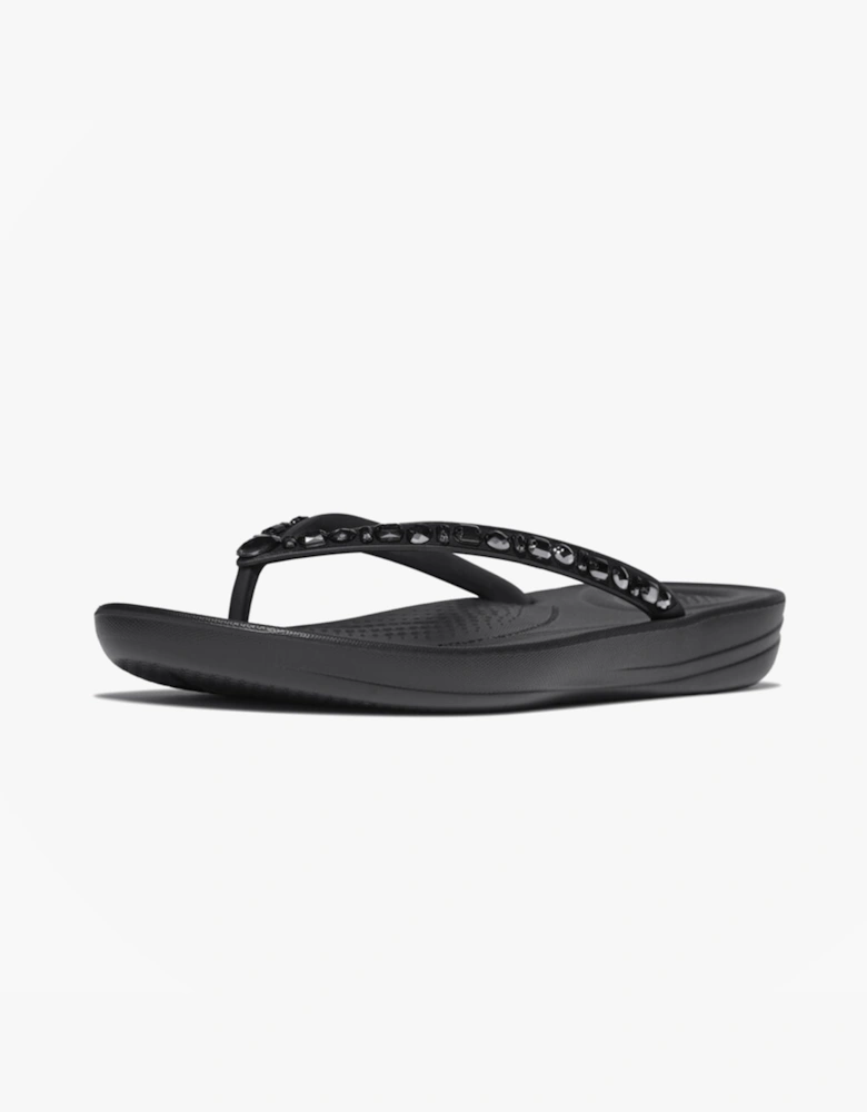 IQUSHION MULTI Womens Toe-Post Sandals All Black